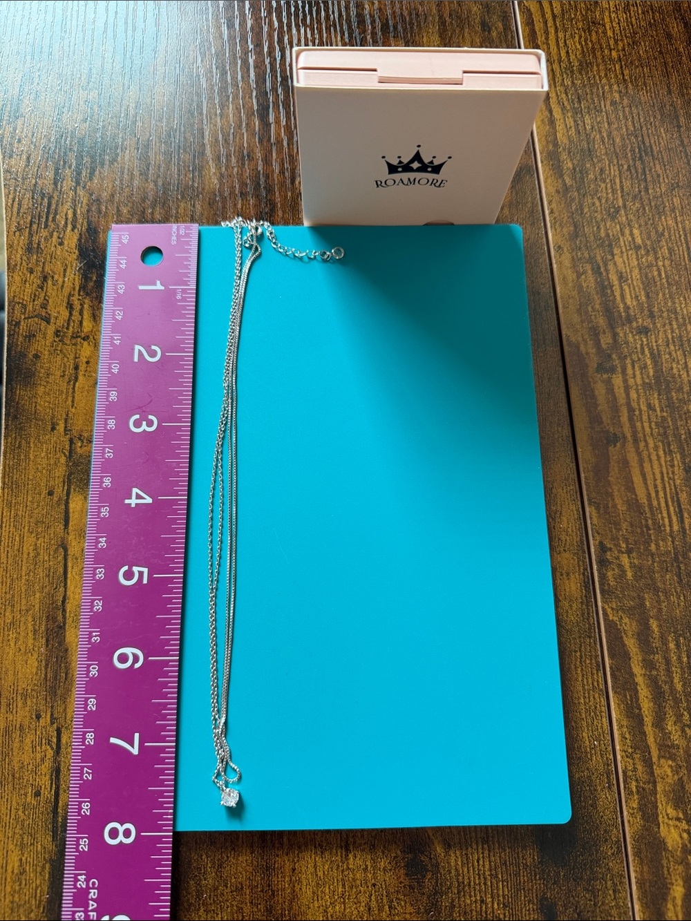 ROAM Silver Double-Layer Necklace with Clear Crystal Pendant - Picture 4 of 4
